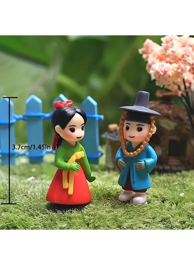 4Pcs Set Traditional Korean Couple DIY Statues Cute Boy Girl Home Decor Gift - Image 3
